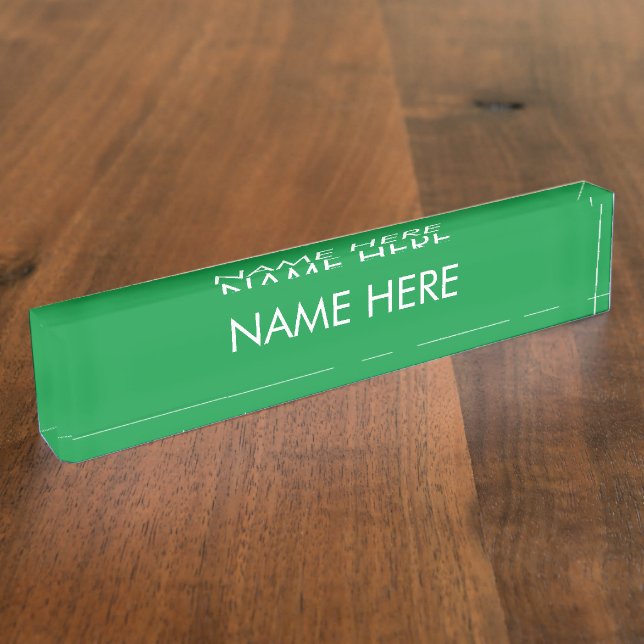 Porte-nom personnaliser, modifier le nom texte vert blanc (Taille)