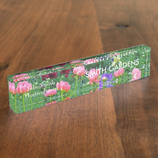 PORTE-NOM PERSONNALISER : "PEONY GARDEN" ACRYLIC DESK NAMEPL (Taille)