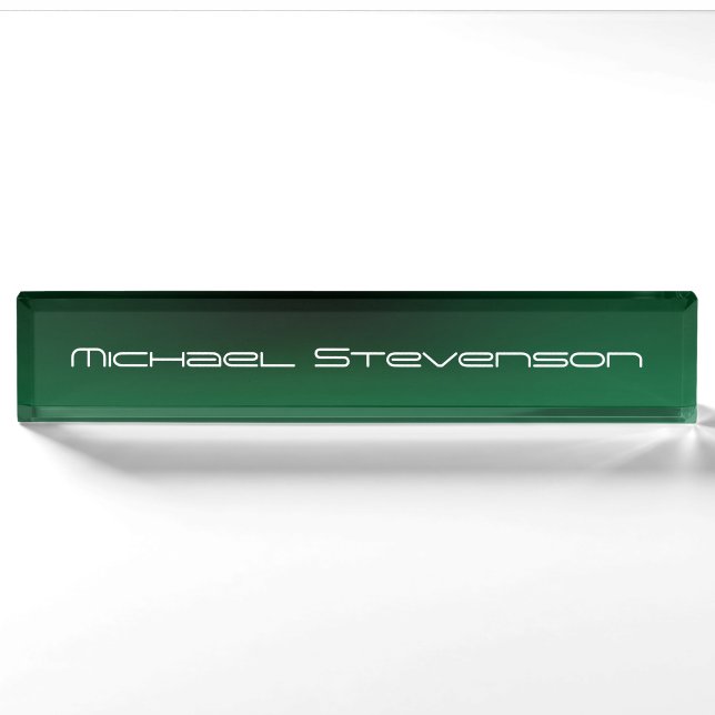 Porte-nom Personnaliser Texte Professionnel Vert Moderne Pla (Devant)