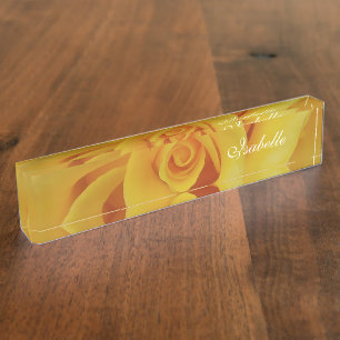 Porte-nom Pétales romantiques de rose jaune