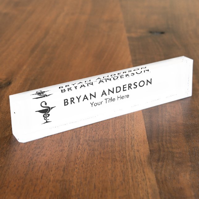 Porte-nom Pharmacien - Symbole Bowl of Hygeia (Taille)