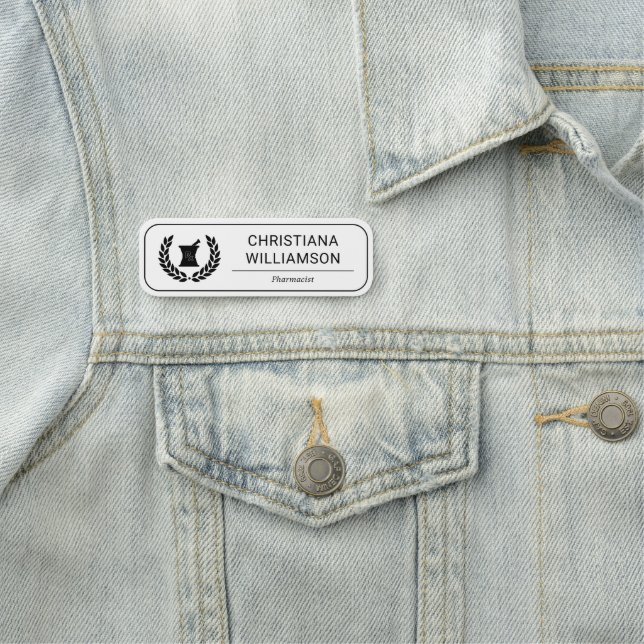 Porte-nom Pharmaciste Élégant Personnalisé Employé de la pha (En situation)