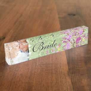 Porte-nom Photo Mariage Inséparable de la mariée d'orchidées