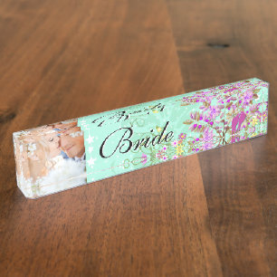 Porte-nom Photo Mint Mariage Inséparable de mariée violet ra