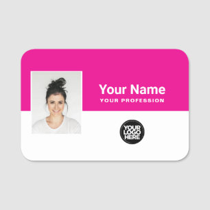Porte-nom Photo personnalisée de l'employé, logo, profession