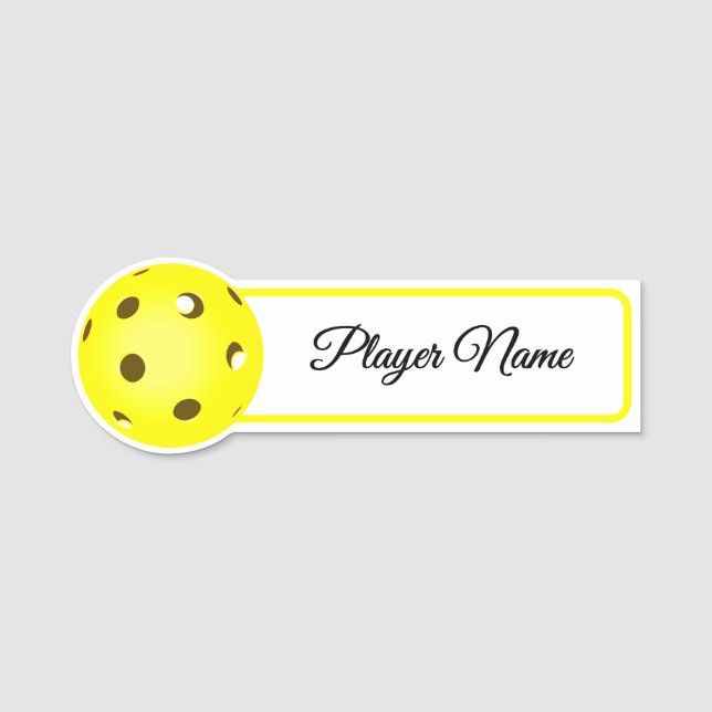 Porte-nom Pickleball Player Yellow Pickleballs Personalized (Devant)