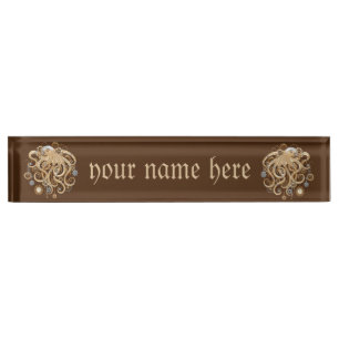 Porte-nom Pieuvre Steampunk Rétro Fantastique Mécanique