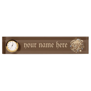 Porte-nom Pieuvre Steampunk Rétro Fantastique Mécanique
