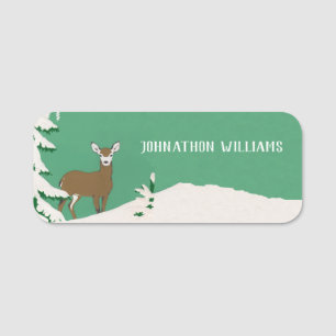 Porte-nom Pin de Cerf Femme Brown en vert de Monnaie de Neig