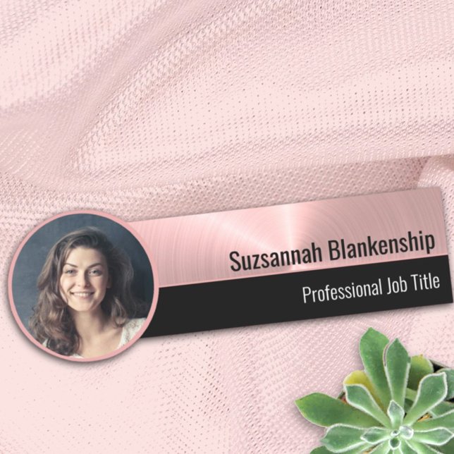 Porte-nom Pinceau de métal rose professionnel photo personna (Créateur téléchargé)