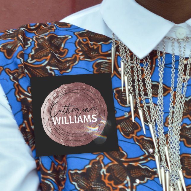 Porte-nom Pinceau Rose or moderne et lumières floues (Créateur téléchargé)