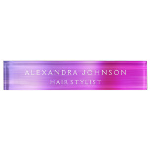 Porte-nom Pink and Purple Foil moderne