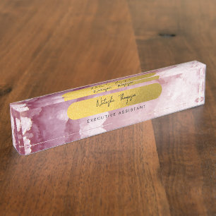 Porte-nom Pink Gold Foil Sea Crystals Signature Script