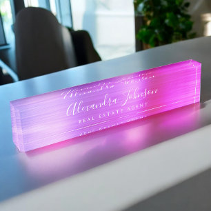 Porte-nom Pink Purple Professionnel Élégant