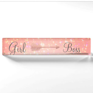 Porte-nom "Pink Shimmery Girl Boss