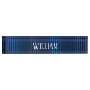 Porte-nom Pinstripes bleu marine personnalisées