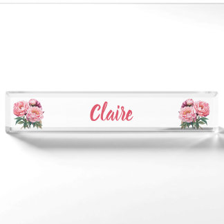Porte-nom Pivoine Rose Florale