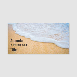 Porte-nom Plage de sable avec ressac écumeux
