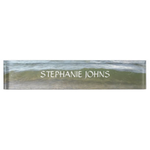 Porte-nom Plage Ocean Waves Eau Abstrait Nom personnalisé C