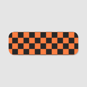 Porte-nom Plaid de contrôle du bison orange et noir