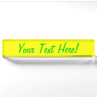 Porte-nom Plaisir de Customiser à la couleur du fluoro jaune