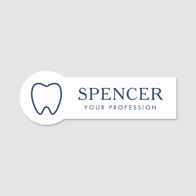 Porte-nom Plan dentaire bleu foncé dentiste dentaire (Devant)