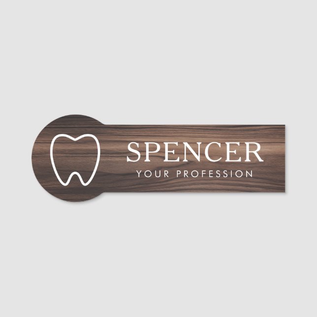 Porte-nom Plan dentaire bois foncé apparence dentiste cliniq (Devant)