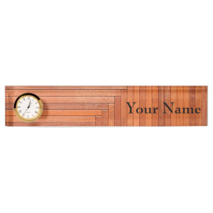Porte-nom Planches en bois naturelles oranges brillantes