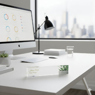Porte-nom Plante grasse élégante Bureau personnalisé Végétal