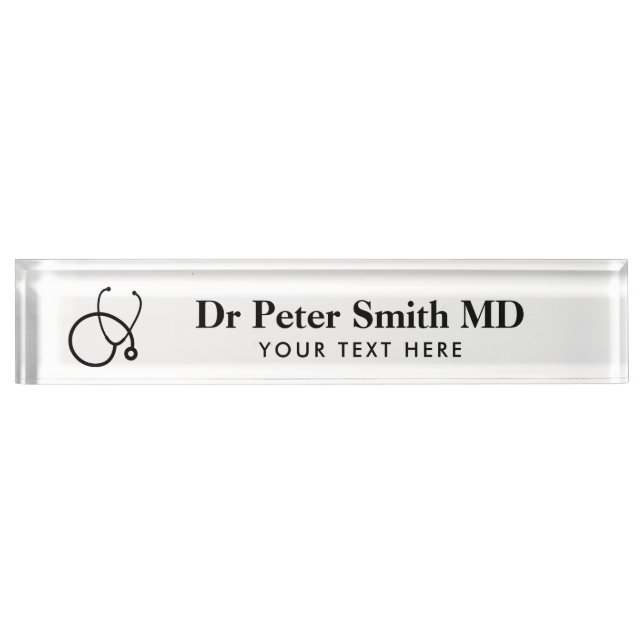 Porte-nom Plaque d'acrylique personnalisée pour médecin (Devant)