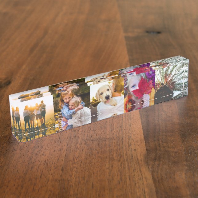 Porte-nom Plaque de bureau d'impression 5 blocs photo (Taille)