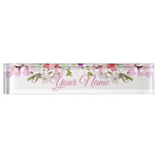 Porte-nom Plaque de bureau - Fleur