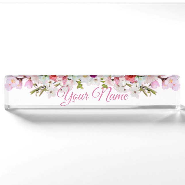 Porte-nom Plaque de bureau - Fleur (Devant)