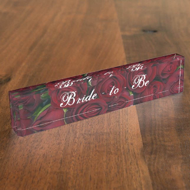 Porte-nom Plaque de bureau - HAMbyWhiteGlove - Roses rouges (Taille)