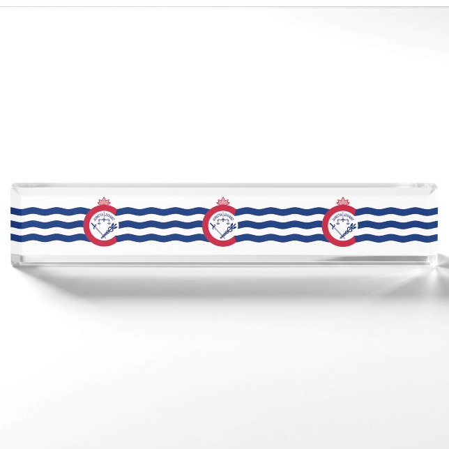 Porte-nom Plaque de bureau patriotique avec Drapeau de Cinci (Devant)