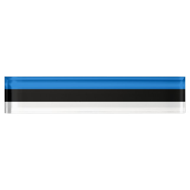 Porte-nom Plaque de bureau patriotique avec Drapeau d'Estoni (Devant)