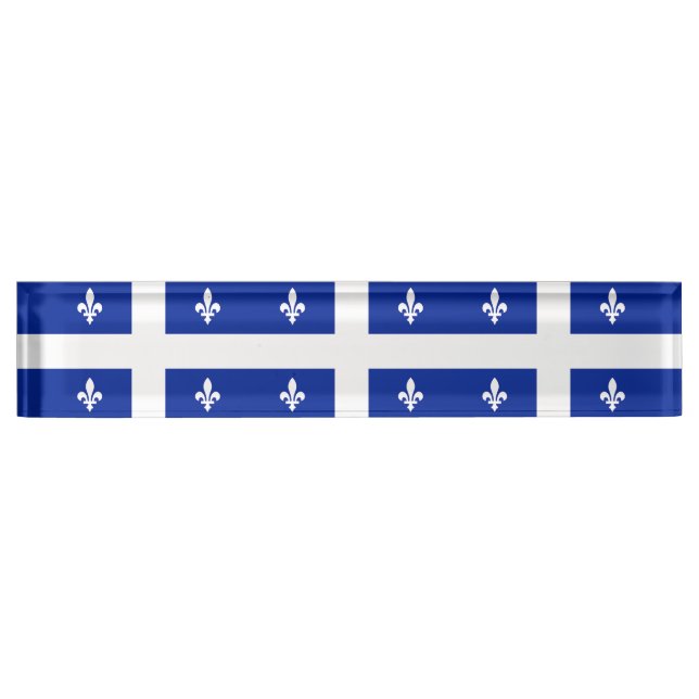 Porte-nom Plaque de bureau patriotique avec Drapeau du Québe (Devant)