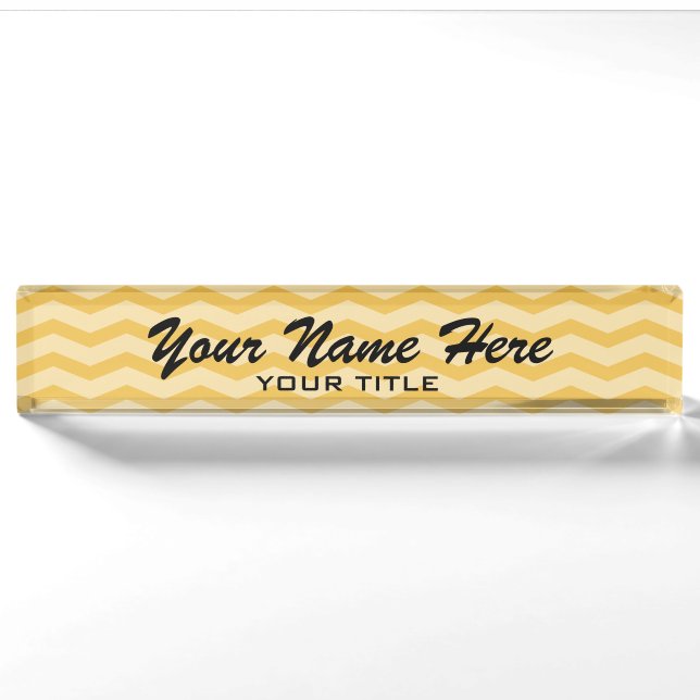 Porte-nom Plaque de bureau personnalisée avec motif chevron (Devant)