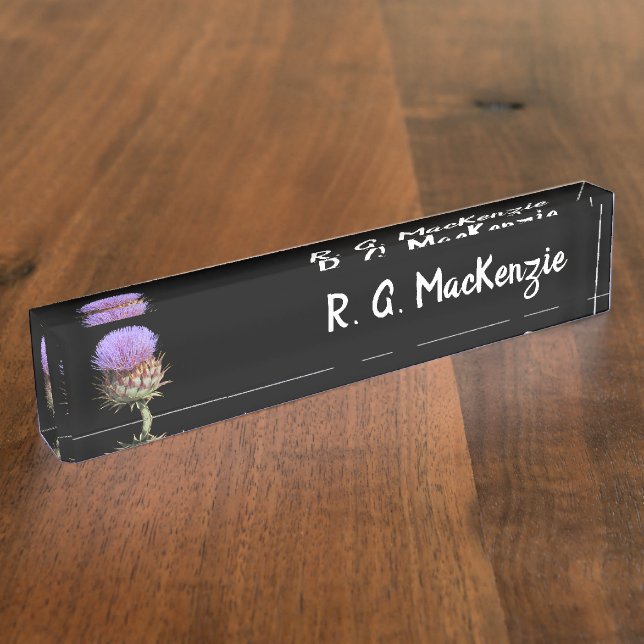 Porte-nom Plaque de nom - Chardon avec nom (Taille)