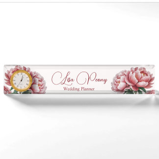 Porte-nom Plaque de nom du bureau de pivoines