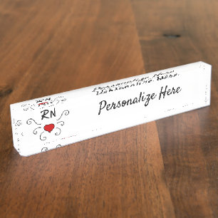 Porte-nom Plaque de nom du bureau de tatouage d'amour RN LPN