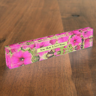 PORTE-NOM PLAQUE DE NOM DU BUREAU ROSE PETUNIAS