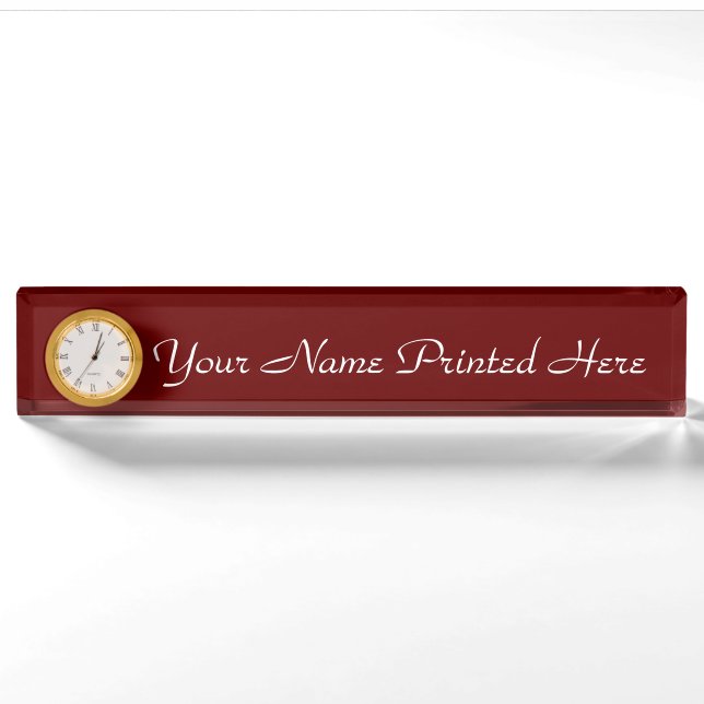 Porte-nom Plaque de nom personnalisée avec horloge (Devant)