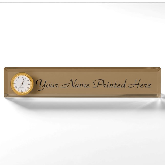 Porte-nom Plaque de nom personnalisée avec horloge (Devant)