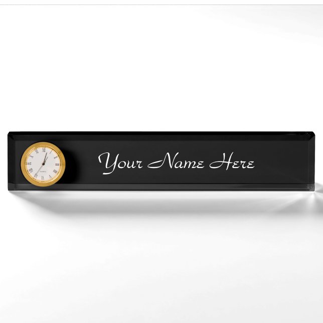 Porte-nom Plaque de nom personnalisée avec horloge (Devant)