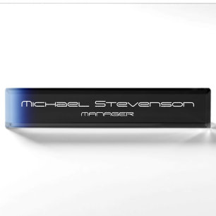 Porte-nom Plaque de travail moderne Blue Black Professional