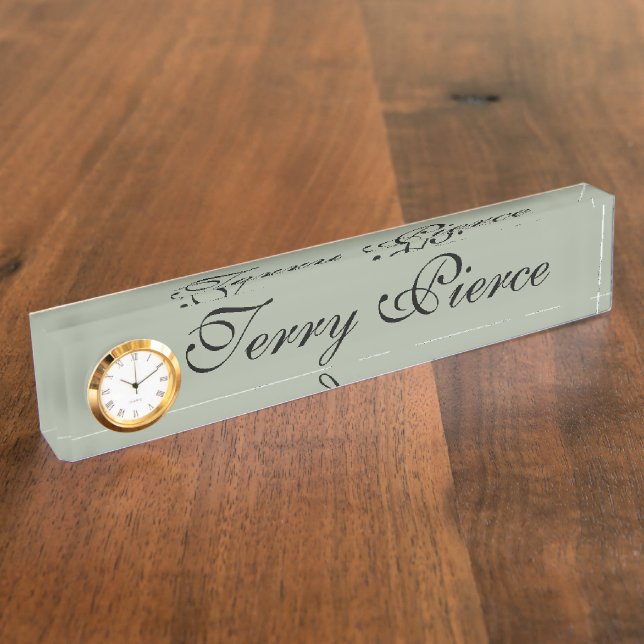 Porte-nom Plaque d'identification de bureau avec l'horloge (Taille)