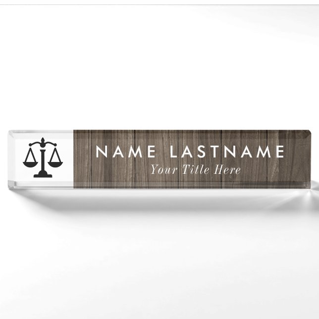 Porte-nom Plaque d'identification mini-procureur en bois (Devant)