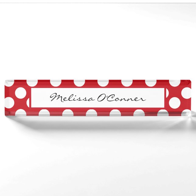 Porte-nom Plaque d'identification rouge et blanche de point (Devant)