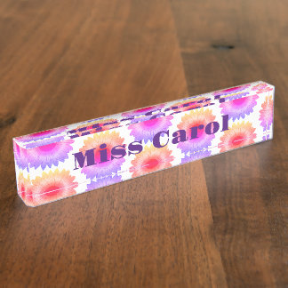 Porte-nom Plaque rouge bureau rose